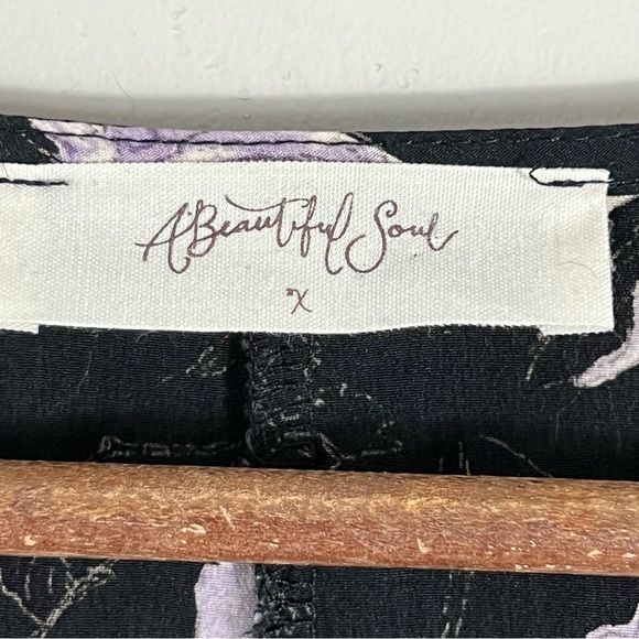 A Beautiful Soup Floral Black Kimono Top Blouse Size XL Flowy V-Neck Bohemian - Picture 8 of 9